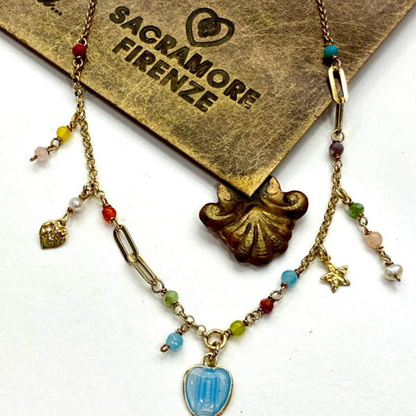Collana charms e cuore smaltato